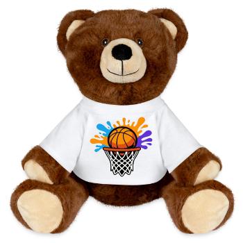 Basketball Splash Dunk Design graphique - Nounours RecycelBär® marron - blanc - Devant