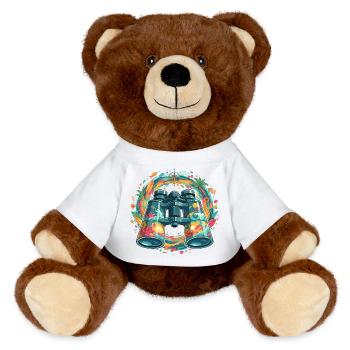 Tropical Explorer Binocular Illustration - MiniFeet® RecycelBär® Teddy Bear Brown - white - Front
