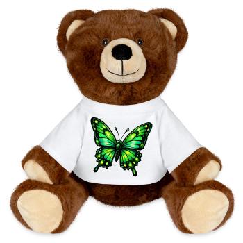 Green Butterfly - MiniFeet® RecycelBär® Teddy Bear Brown - white - Front