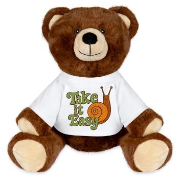 Take It Easy Snail Retro Tee - MiniFeet® RecycelBär® Teddy Bear Brown - white - Front