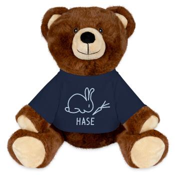 Bunny Baby / Easter / Bunny / Carrot / Pet Name - MiniFeet® RecycelBär® Teddy Bear Brown - french navy - Front
