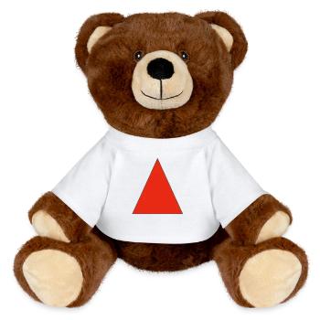 Red triangle on black - MiniFeet® RecycelBär® Teddy Bear Brown - white - Front