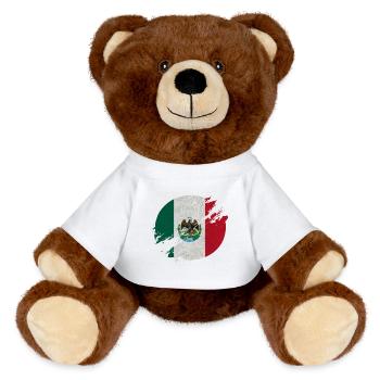 Mexiko Kreis / Flagge Geschenk - MiniFeet® RecycelBär® Braun - Weiß - Vorne