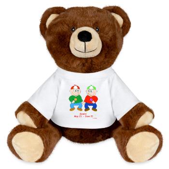 Lustige Zwillinge Sternzeichen - MiniFeet® RecycelBär® Braun - Weiß - Vorne