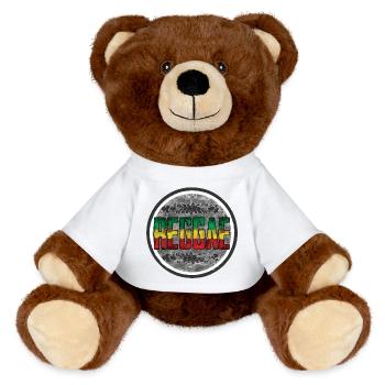 Regenbogen Rasta Friedenssymbol - MiniFeet® RecycelBär® Braun - Weiß - Vorne