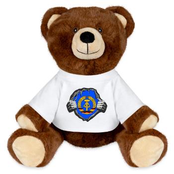 DDR poitrine / Cadeau Allemagne de l’Est Berlin - Nounours RecycelBär® marron - blanc - Devant