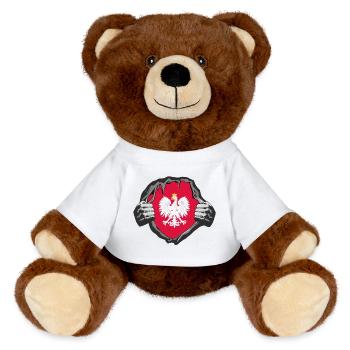 Poland Breast / Gift Warsaw Krakow - MiniFeet® RecycelBär® Teddy Bear Brown - white - Front