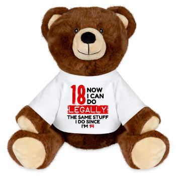 Anniversaire de 18 ans en disant drôle d'humour - Nounours RecycelBär® marron - blanc - Devant