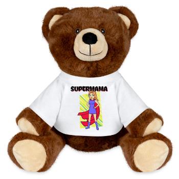 Supermama Beste Mutter Muttertag Statement Mama - MiniFeet® RecycelBär® Braun - Weiß - Vorne