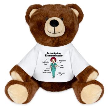 Krankenschwester Spital Pflegerin Sozialberuf - MiniFeet® RecycelBär® Braun - Weiß - Vorne