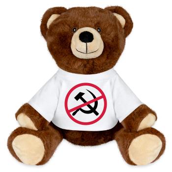 Signe du communisme interdit - Nounours RecycelBär® marron - blanc - Devant