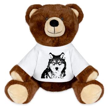 Black Wolf Eyes - MiniFeet® RecycelBär® Teddy Bear Brown - white - Front