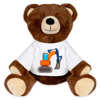CONSTRUCTION SITE EXCAVATOR CHILDREN DIGGING - MiniFeet® RecycelBär® Teddy Bear Brown - white - Front