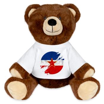 Yugoslavia vintage flags circle - MiniFeet® RecycelBär® Teddy Bear Brown - white - Front