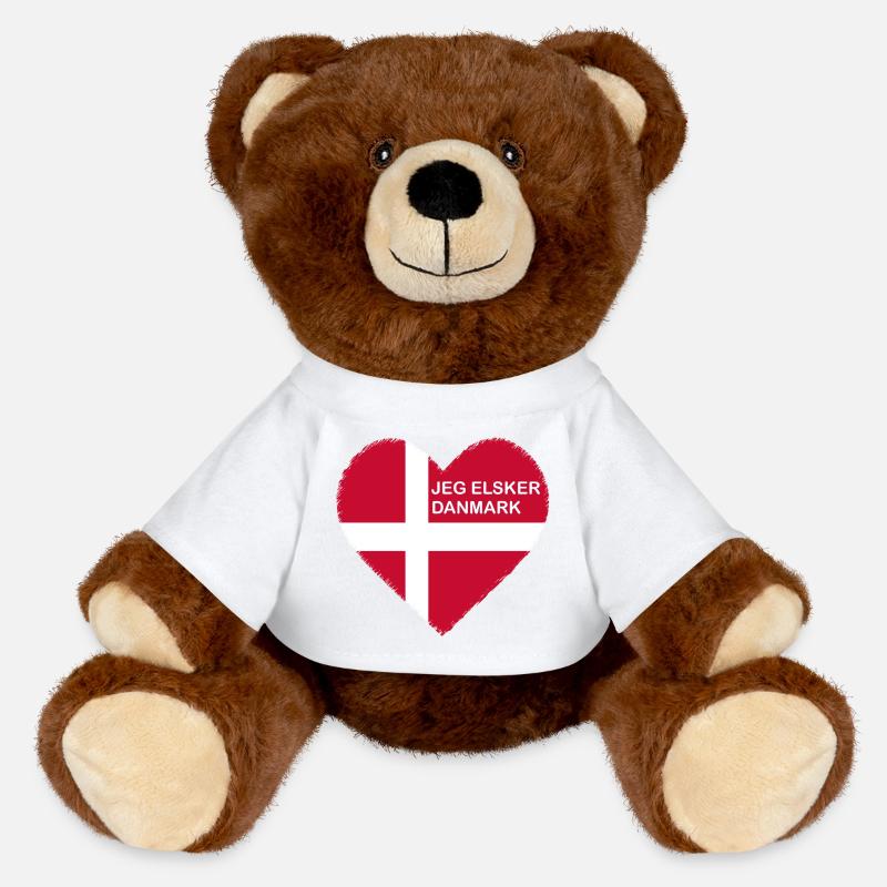 I love Denmark T-shirt - MiniFeet® RecycelBär® Teddy Bear Brown - white