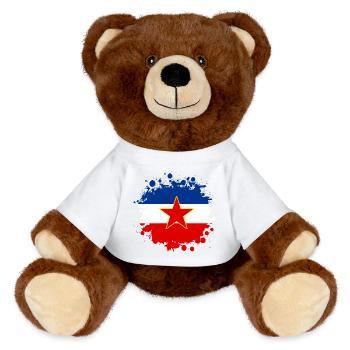Motif blob drapeau Yougoslavie - Nounours RecycelBär® marron - blanc - Devant