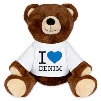 I LOVE DENIM - MiniFeet® RecycelBär® Braun - Weiß - Vorne