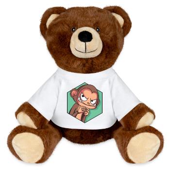 Cunning monkey | Funny monkey - MiniFeet® RecycelBär® Teddy Bear Brown - white - Front
