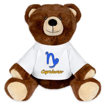 Zodiac Signs Astronomy Esoteric Capricorn - MiniFeet® RecycelBär® Teddy Bear Brown - white - Front
