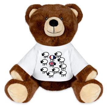 French and British sheep - MiniFeet® RecycelBär® Teddy Bear Brown - white - Front