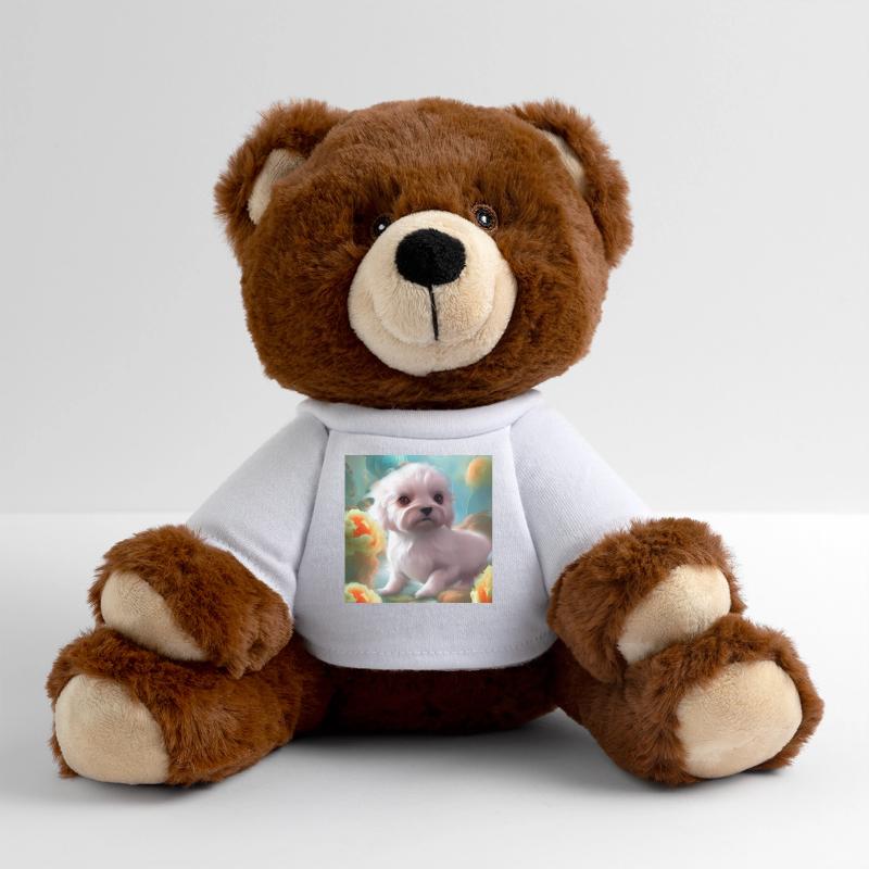 Chiot mignon avec des fleurs Nounours RecycelBär® marron