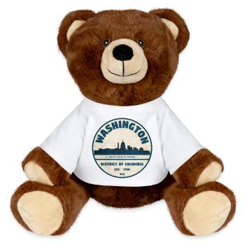 Washington DC Vintage - MiniFeet® RecycelBär® Braun - Weiß - Vorne