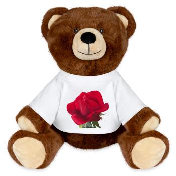 Rose rouge - Aquarelle - Nounours RecycelBär® marron - blanc - Devant