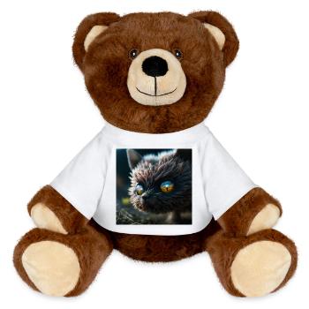 Photo macro creature 09 - MiniFeet® RecycelBär® Teddy Bear Brown - white - Front