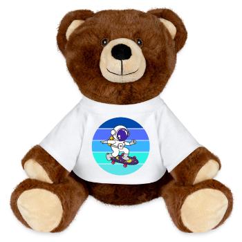 Spaceman, astronaut, rocket - MiniFeet® RecycelBär® Teddy Bear Brown - white - Front