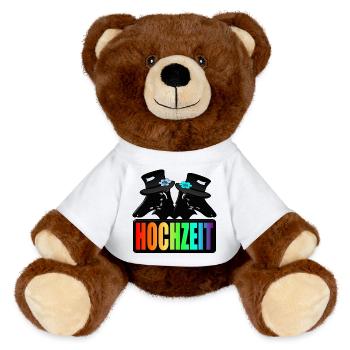 HOCHZEIT HUNDE VIELFALT - MiniFeet® RecycelBär® Braun - Weiß - Vorne