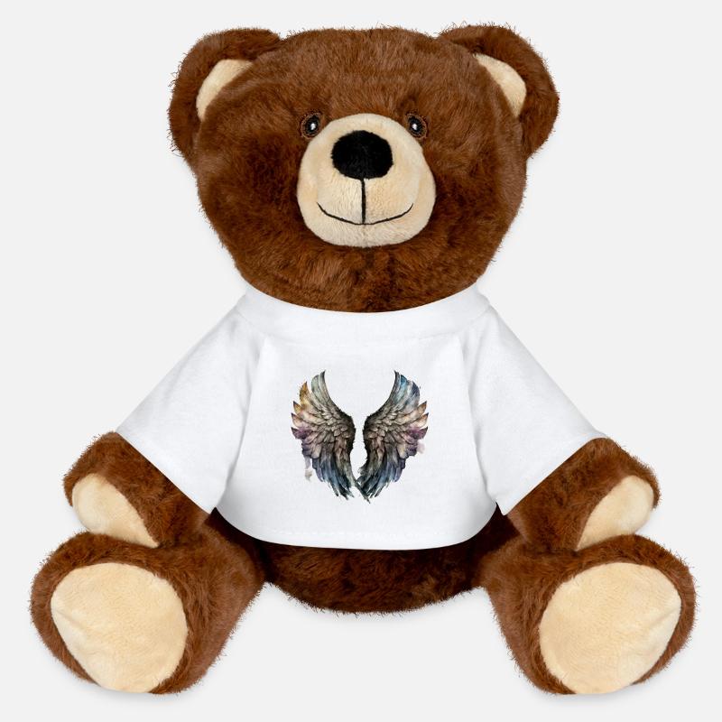 Ailes Aquarelle Arc-en-Ciel - Nounours RecycelBär® marron - blanc