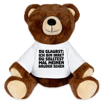 Geschwister Statement Bruderherz Bruder Bro - MiniFeet® RecycelBär® Braun - Weiß - Vorne