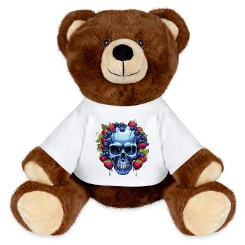 Blue Skull with Berry Garland - MiniFeet® RecycelBär® Teddy Bear Brown - white - Front