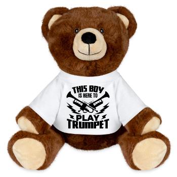 Trumpeter Boy - MiniFeet® RecycelBär® Teddy Bear Brown - white - Front