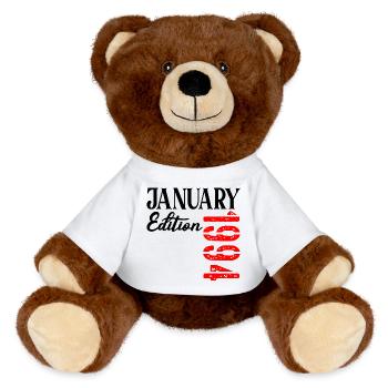 33e anniversaire janvier 1994 - 33 ans - Nounours RecycelBär® marron - blanc - Devant