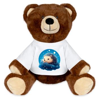 Süßer Igel bei Nacht - MiniFeet® RecycelBär® Braun - Weiß - Vorne