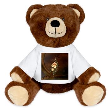 Wunderbare, elegante Blume. - MiniFeet® RecycelBär® Braun - Weiß - Vorne