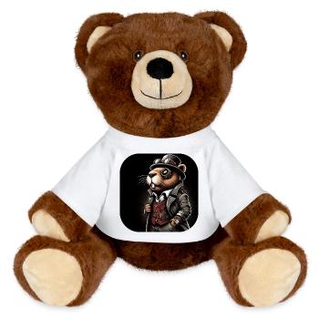 Beaver in Steampunk Outfit - MiniFeet® RecycelBär® Teddy Bear Brown - white - Front