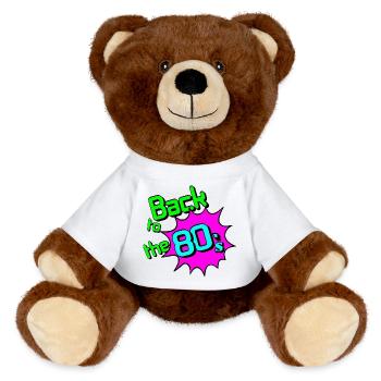 80s Party Retro Fun Shirt , back to the 80s (25 - MiniFeet® RecycelBär® Teddy Bear Brown - white - Front