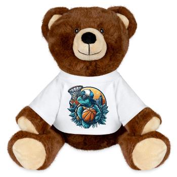Basketball Schildkröte Sonnenbrille Geschenk - MiniFeet® RecycelBär® Braun - Weiß - Vorne