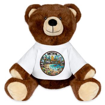 Pattaya City Thailand Design - MiniFeet® RecycelBär® Teddy Bear Brown - white - Front