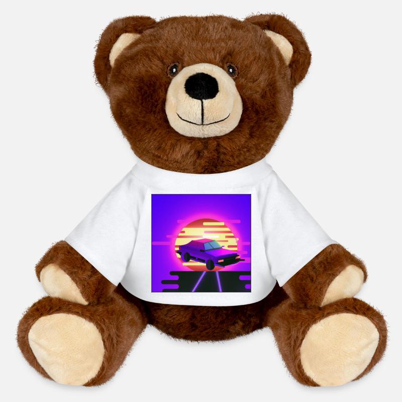 Retrowave/Vaperwave Auto. - MiniFeet® RecycelBär® Braun - Weiß