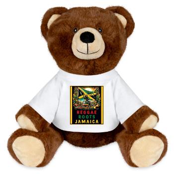 Reggae Wurzeln Jamaika - MiniFeet® RecycelBär® Braun - Weiß - Vorne