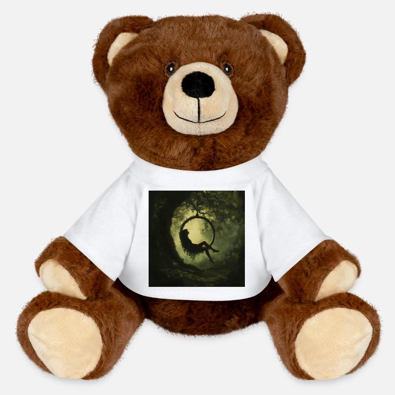 Silhouette de la forêt dans l’anneau aérien - Nounours RecycelBär® marron - blanc
