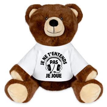video games, game console, gamer, geek - MiniFeet® RecycelBär® Teddy Bear Brown - white - Front