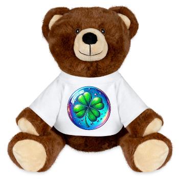 Four-leaf clover - MiniFeet® RecycelBär® Teddy Bear Brown - white - Front