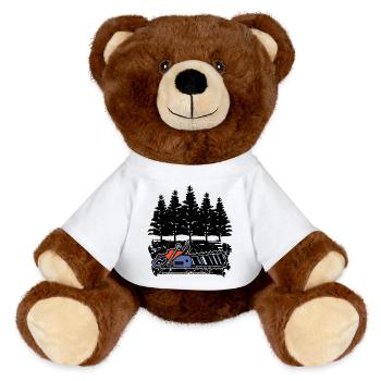 Arbre bois scie bûcheron boiserie arbre cutter - Nounours RecycelBär® marron - blanc - Devant