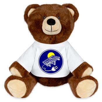 Solar Energy Photovoltaic System Icon - MiniFeet® RecycelBär® Teddy Bear Brown - white - Front