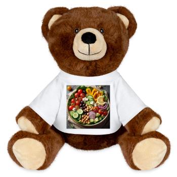 Délicieuse salade méditerranéenne - Nounours RecycelBär® marron - blanc - Devant