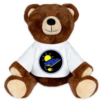 Photovoltaic system symbol solar energy - MiniFeet® RecycelBär® Teddy Bear Brown - white - Front